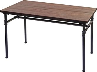 Hhg Mesa De Comedor Hhg 486b, Mesa Bistro, Metal Madera De Olmo Industrial Gastronom&iacute;a Mvg Negro-marr&oacute;n 120x70cm