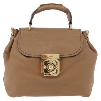 Chlo&eacute; Elsie Convertible Satchel Leather Brown Leather Handbag (Pre-Owned)