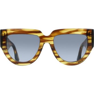 Victoria Beckham 53mm Classic Logo Tea Cup Sunglasses in Striped Tobacco at Nordstrom Rack