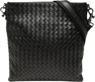 Bottega Veneta Pre-owned Woven Nappa Crossbody Bag - Dames - Vintage Schoudertas - Zwart - ONE Size - Leer - Vintage