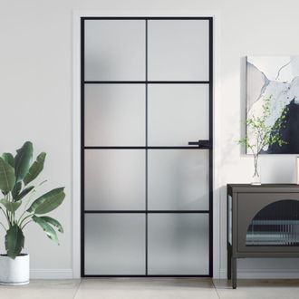 Berkfield Home Interior Door Slim Black 102.5x201.5 cm Tempered Glass & Aluminium
