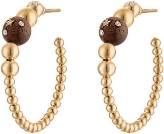 Eden Presley Beaded Hoop Earrings in Yellow Gold at Nordstrom