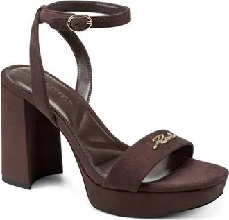 Karl Lagerfeld Maleia Platform Ankle Strap Sandal in Canyon Brown at Nordstrom, Size 7.5