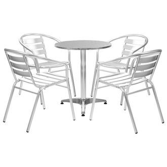 vidaXL Juego De Comedor Para Jard&iacute;n 5 Piezas De Aluminio Plateado Vidaxl