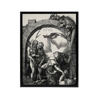 Artery8 Harrowing of Hell Christ in Limbo Durer Framed Canvas Wall Art Print in Grey | Size: W24 x H32