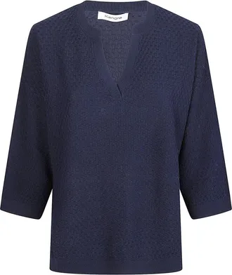KANGRA Truien & Vesten, Dames, Blauw, M, Katoen, V-hals Trui