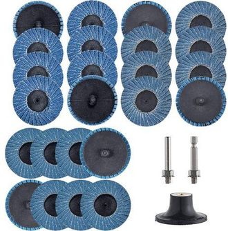 OEM Discos De Palanca Roll-lock De 2 Pulgadas, Juego De 24 Piezas, Con Respaldo De 1/4 De Pulgada, Accesorio Para Taladro, Muelas Abrasivas Planas Zircon 