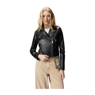 Pinko Pinko, Dames, Jassen, Zwart, Maat: S Leer