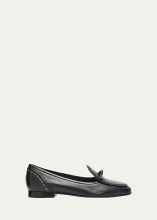 Alexandre Birman Clarita Topstitched Leather Loafers