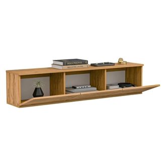 Dmora Mueble Tv Surrigone, 3 Compartimentos, 3 Puertas, Abatibles, 160x32x35h Cm, Marr&oacute;n Roble