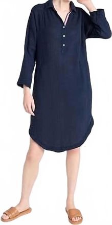 Sundry Long Sleeve Shirttail Dress In Navy