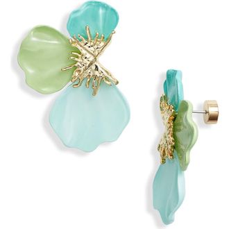 Nordstrom Flower Petal Enamel Earrings in Blue Multi- Gold at Nordstrom