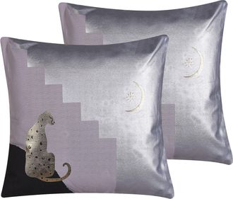 Beliani Conjunto De 2 Cojines Decorativos Multicolor Motivo De Guepardo Cuadrado 45 X 45 Cm Accesorios De Decoraci&oacute;n Moderna Digitalis