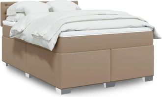 vidaXL Vidaxl - Cama Box Spring Con Colch&oacute;n Cuero Sint&eacute;tico Capuchino 140x190cm