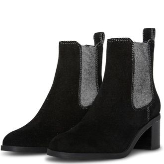 Steve Madden Rockwell Boots Womens Black Suede Block Heel Bootie HTAT406
