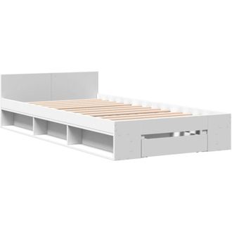 vidaXL Bed Frame with Drawer without Mattress White 90x190 cm Single Vidaxl
