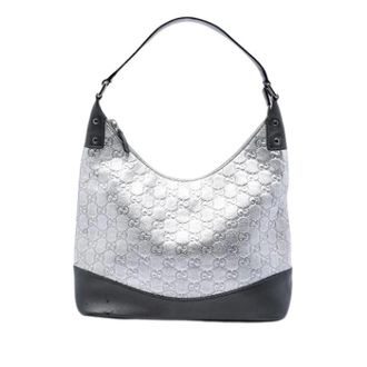 Gucci Pre-owned Shoulder Bags, female, Gray, Size: ONE SIZE Pre-owned Embossed Leather Shoulder Bag