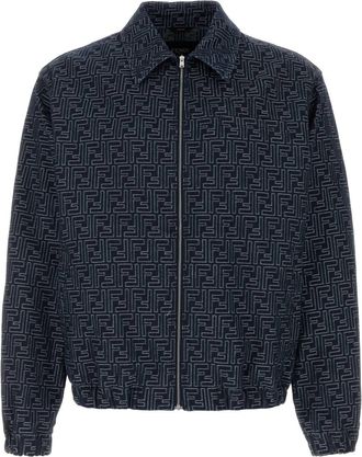 Fendi Embroidered Denim Bomber Jacket