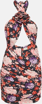 Magda Butrym Multicolour Floral Print Jersey Ruched Mini Dress
