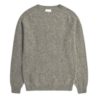 Norse Projects Round-neck Knitwear, male, Gray, Size: XL Brushed Lambswool Sweaters