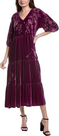 Johnny Was Torine Silk-Blend Midi Dress