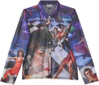 Sunnei Grafische Print Sheer Organza Shirt - Heren - Casual Overhemden - Veelkleurig - XL - Organza - Overhemden