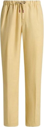 Kiton Linnen en Katoenmix Broek - Heren - Straight fit broeken - Beige - W35 - Katoen - Broeken