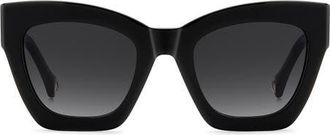 Carolina Herrera 52mm Gradient Cat Eye Sunglasses in Black/Dark Grey Sf at Nordstrom