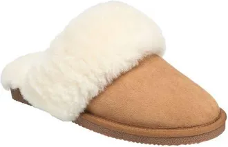 French Connection Gens Fur Band Open Slipper in Chestnut at Nordstrom, Size Medium