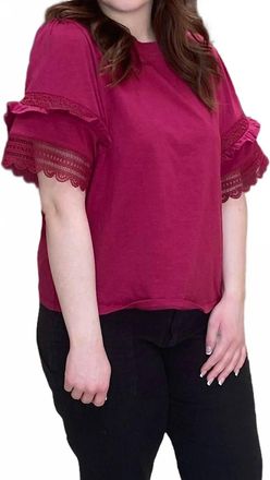Zac & Rachel Womens Solid Slub Jersey Top In Beet Red