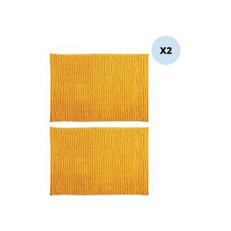 MSV Juego De 2 Alfombras De Ba&ntilde;o Chenille Microfibra 50x80 Cm Azafr&aacute;n Msv
