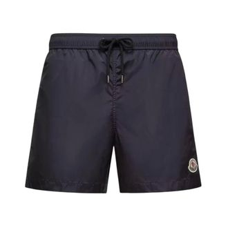 Moncler Beachwear, male, Blue, Size: S Logo Patch Swim Shorts