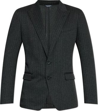 Dolce & Gabbana Herringbone blazer - Heren - Blazers - Grijs - XL - Polyester - Jassen