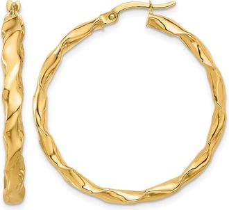 Diamond2Deal 14K Yellow Gold Round Twisted Hoop Earrings 36.2 mm