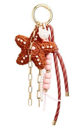 Chelsea28 Crochet Starfish Bag Charm in Orange Multi- Gold at Nordstrom
