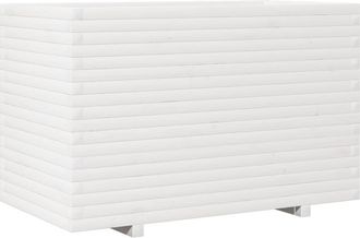 vidaXL Vidaxl - Jardinera De Madera Maciza De Pino Blanca 110x60x72 Cm