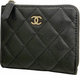 Chanel Black Grained Calfskin Wallet (Bi-Fold) (Pre-Owned)