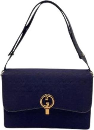 Gucci Pre-owned Shoulder Bags, female, Blue, Size: ONE SIZE Pre-owned Vintage Blue Micro GG Monogram Canvas Shoulder Bag