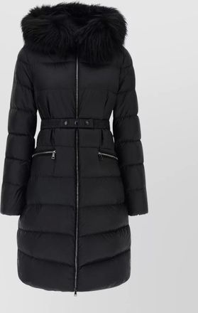 Moncler down quilted belted long puffer coat