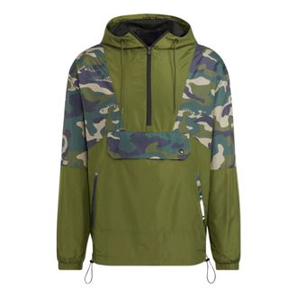 adidas neo U Util Wb 1 Printing Pattern Half Zipper Hooded Jacket Green HN2424