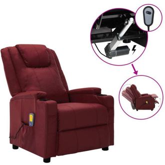 vidaXL Poltrona Massaggio Elettrica Rosso Vino Similpelle vidaXL