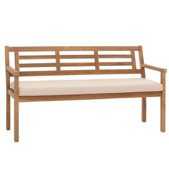 Hhg Hhg - Banco De Jard&iacute;n 986, Banco Asiento De Parque Banco De Madera, Madera Maciza De Acacia Certificada Mvg, Cojines Crema-beige