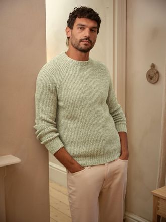 Fat Face FatFace Sefton Sage Green Knitted Crew Neck Jumper