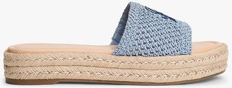 Tommy Hilfiger Womens Script Monogram Espadrille Sandal - Blue - US 6.5 / EU 37