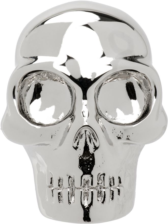ピアス ALEXANDER MCQUEEN SKULL SINGLE EARRING Alexander McQueen Silver Skull Single Stud Earring from