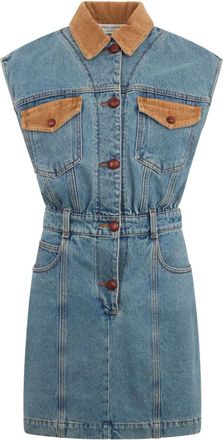 Philosophy di Lorenzo Serafini Kleedjes, Dames, Blauw, M, Denim, Mouwloze denim jurk