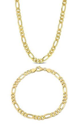 Delmar Mens Figaro Chain Necklace & Bracelet Set in Yellow Gold at Nordstrom Rack