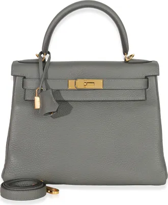 Herm&egrave;s Herm&egrave;s Kelly 28 Gris Meyer Clemence GHW