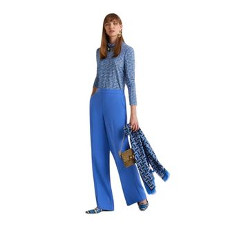 Maliparmi Wide Trousers, female, Blue, Size: 2XL Sabl&egrave; Crepe Trousers