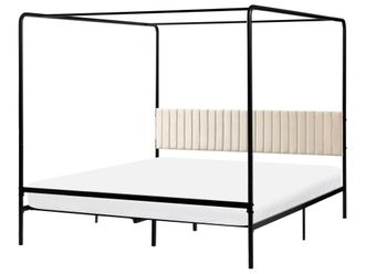 Beliani Cama con dosel de metal negro 180x200